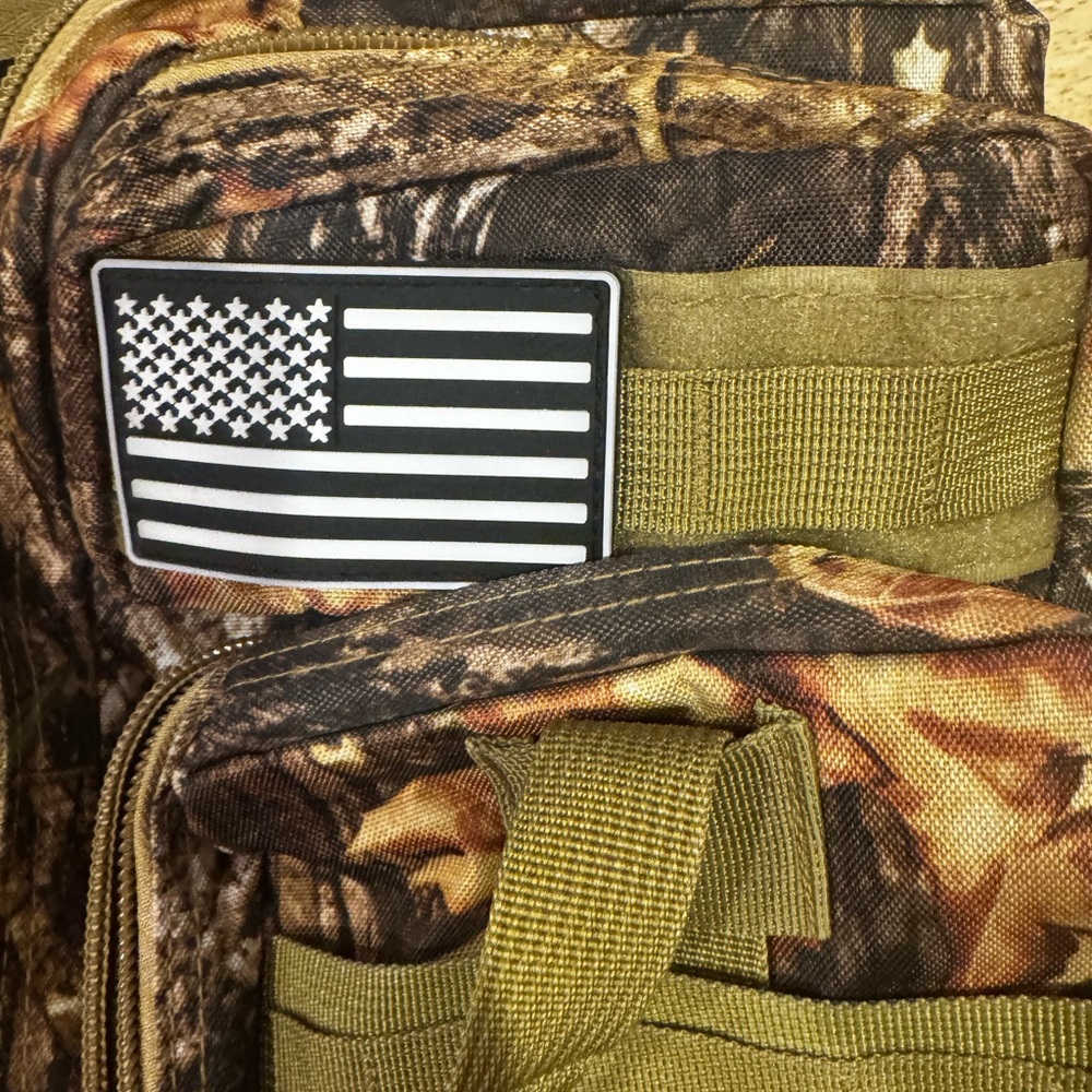 Rugged Camouflage Backpack With Flag Patch - image 3